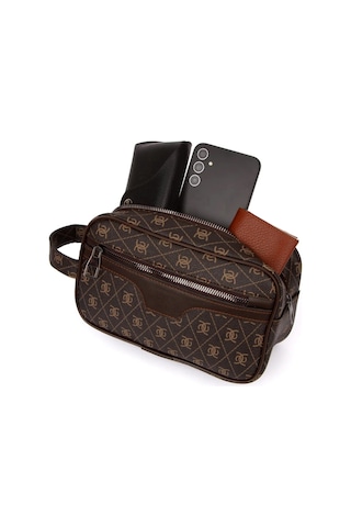 Tuldar Erkek Deri Portföy Clutch Traş Kozmetik Bakım Ve Günlük El Çantası Tul374 Kahverengi