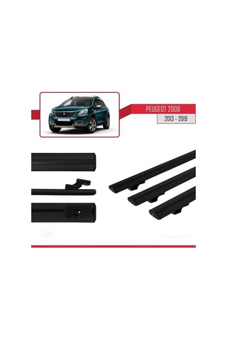 Peugeot 2008 2013-2019 Arası İle Uyumlu Basic Model Ara Atkı Tavan Barı Siyah 3 Adet