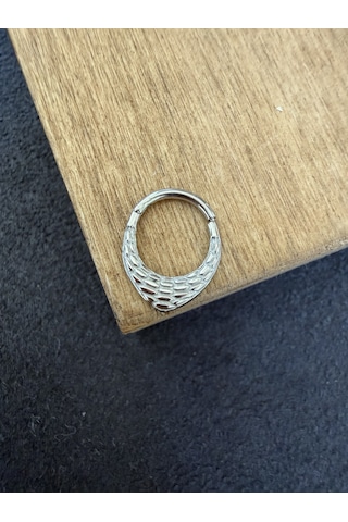 316 L Cerrahi Çelik Otantik Desenli Oval Model Halka Piercing Gold