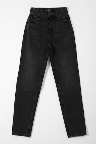 Bluew White Kadın Yüksek Bel Slim Fit %100 Pamuk Antrasit Jean Pantolon