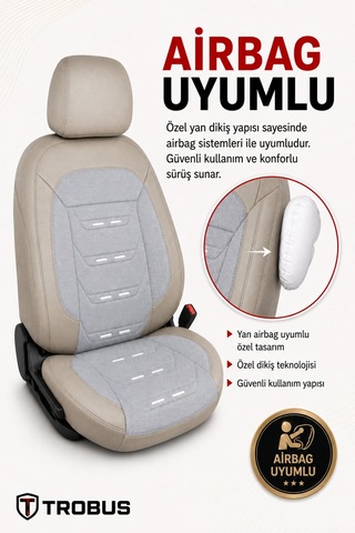 Renault Symbol 2008+ Uyumlu Prestige Line Keten Serisi Bej Koltuk Kılıfı 17183784