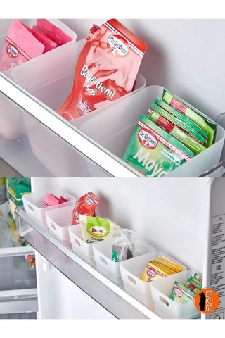 6 Adet Buzdolabı Kapak Içi Düzenleyici Organizer 6'lı Buzdolabı Içi Düzenleyici Ve Banyo Organizeri Beyaz - Şeffaf