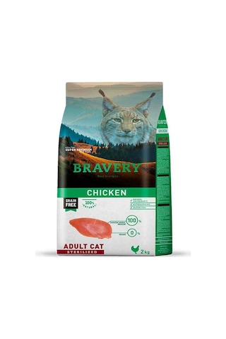 Bravery Tahılsız Tavuklu Kısırlaştırılmış Yetişkin Kedi Maması 2 KG