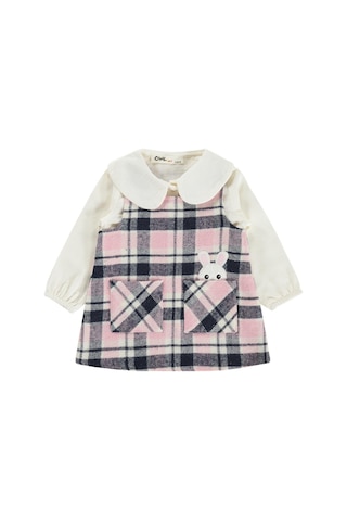 Civil Baby Tavşan Nakış Gömlekli Oduncu 6-18 Ay Elbise - Ekru
