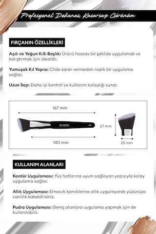 Düz Açılı Kabuki Fırça Cre'ars Angled Foundation Brush 109