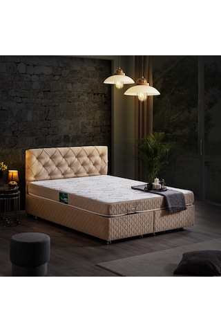 Setaymobilya Baza, Vita Çift Kişilik Bej Baza + Başlık + Comfort Yatak