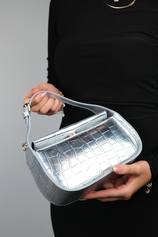Luvishoes Ceremany Gümüş Baskı Zincirli El Çantası Gümüş
