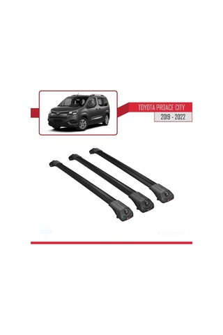 Toyota Proace City 2019-2022 Arası İle Uyumlu Ace-1 Ara Atkı Tavan Barı Siyah 3 Adet Bar