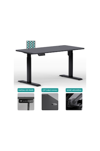 Karr Office O-Flex O1S2 Tek Motorlu Elektrikli Yükseklik Ayarlı Masa - 120X60 - Antrasit Antrasit