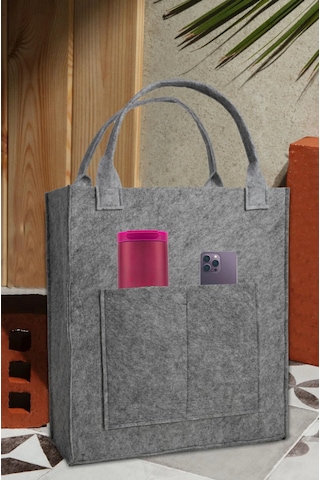 Yunusoğlu Home Çok Amaçlı Keçe Omuz ve El Askılı Anne Bebek Bakım Çantası Gri