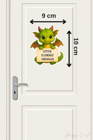 Sevimli Dino Sticker Lütfen Ellerimizi Yıkayalım Etiketi Standart