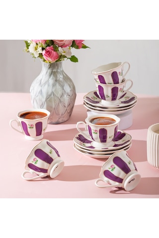 Perotti 16861 Beyoğlu 6 Kişilik Porselen Kahve Fincan Takımı 90ml