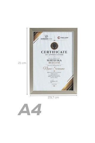 Porsima 4409 Gümüş PVC Modern Dekoratif Cam Fotoğraf Çerçevesi Masa Duvar Fotoğraf Çerçevesi 21x29,7cm