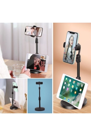 Masa Üstü Tablet Ve Telefon Tutucu Plastik Aparat Siyah Telefon Standı Diğer