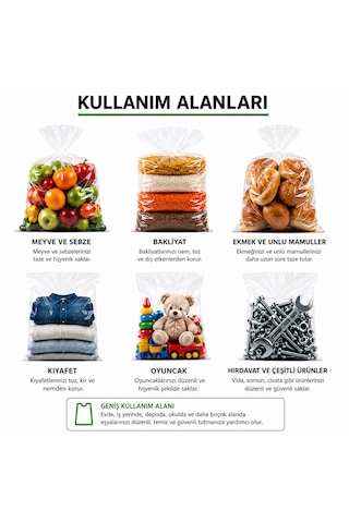 Bakkaliye Poşeti 25x42 Cm 140 Adet 3'lük 1 Kg Şeffaf Sızdırmaz Bakliyat Şeker Balık Market Poşeti