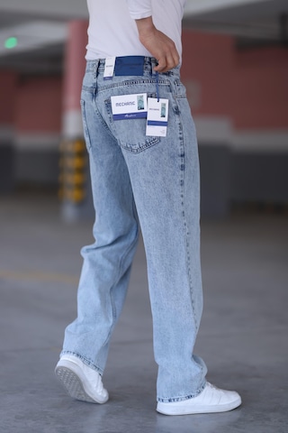 Felvıno Erkek Yıkamalı Baggy Bol Kesim Kot Pantolon Buz Mavisi