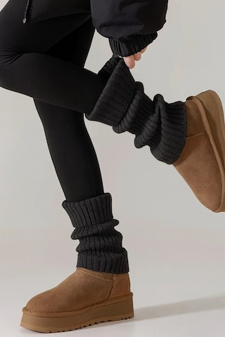 Ozzy Socks Tozluk Akrilik Triko Örgü Leg Warmer Ayak Isıtıcı Antrasit Antrasit