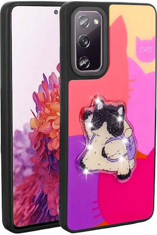 Zore Galaxy Uyumlu S20 Fe Kılıf Parlayan Kabartmalı İkonik Figürlü Amas Silikon Kapak - Siyah