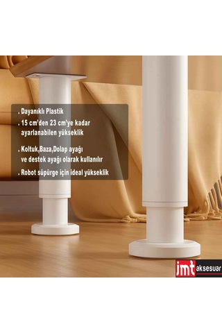 5 23 Cm Ayarlanabilir Siyah Destek Ayağı Mobilya Kanepe Baza Koltuk Dolap Ayağı Beyaz