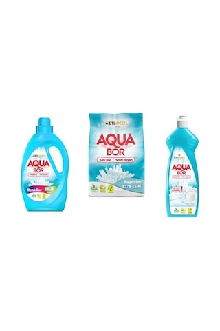 Aquabor Doğal Mineralli Sıvı Renkliler + 4 Kg Beyaz + Elde Bulaşık 3 Lü Set