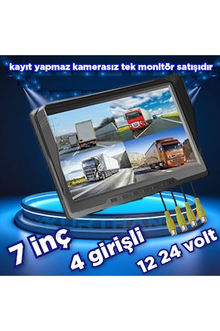Kayıtsız 4 Kanallı 7 İnç Monitör 12 24 Volt Kamerasız