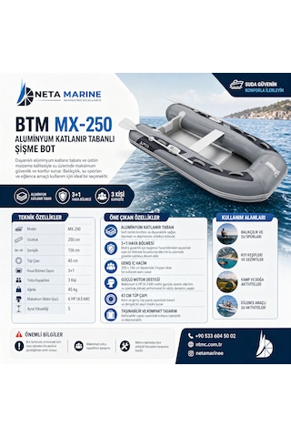 Btm Mx-250 Aluminyum Katlanır Tabanlı Şişme Bot Btm Mx-250 Aluminyum Katlanır Tabanlı Şişme Bot