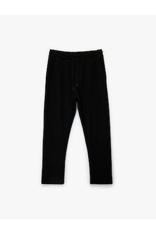 Koton Regular Fit Cepli Beli Bağcıklı Eşofman Altı Siyah 6wam40053mk