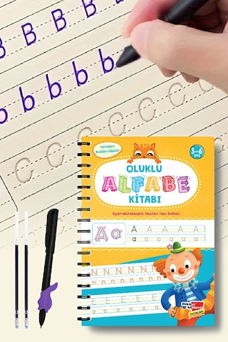 Alfabe Yazı Kitabı Sihirli Uçan Kalemli Oluklu (Kabartmalı) Yazmayı Kolayca Öğreten Kitap Dikkat Atölyesi Yayınları