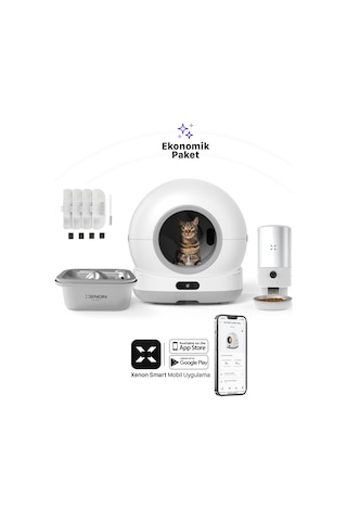 Akıllı Kedi Tuvaleti, Çelik Mama Kabı Ve Çelik Su Pınarı 4'lü Pet Ürünleri Seti 003