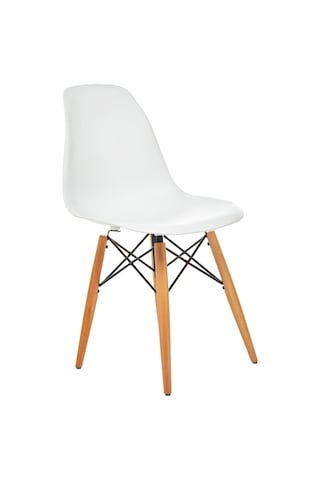 Seduna Beyaz Eames Sandalye | Natural Ahşap Ayaklı | 4 Adet-Beyaz