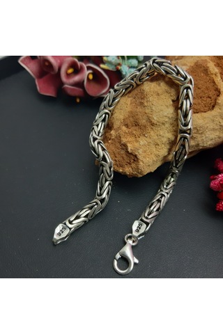 925 Ayar Gümüş Kral Bileklik 5  Mm