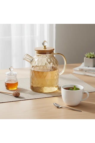 Lexroo 1600 Ml Kristal Desenli Isıya Dayanıklı Cam Demlik Çok Renkli