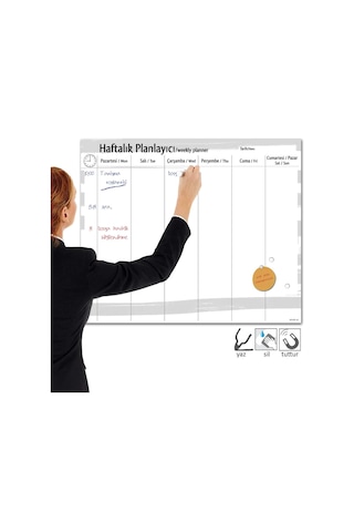 Mıknatıslı Duvar Panosu Haftalık Planlayıcı Yaz Sil 50X70 Cm