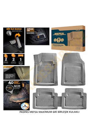 Maxımum Her Araca Uyumlu 4d Havuzlu Oto Paspas Universal Gri