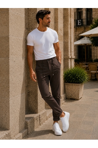 Danger Erkek Premium Poliamid Kumaş Comfort Fit Jogger Kahverengi Pantolon - 252dngr