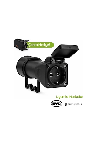 Plugen Tek Çıkışlı V2l Adaptör Byd Skywell Uyumlu Schuko Çıkış 3.6 Kw