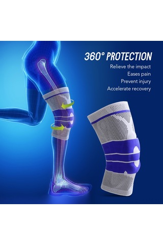 Kosona L Bedenli 2 Adet Silikon Yastık Ve Çift Taraflı Yaylı Desteği, Akıllı Dokuma Ventilasyonlu Spor Dizlikleri - Basketbol, Koşu, Bisiklet İçin