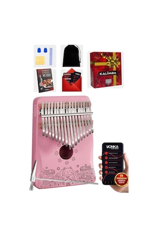 Midex KLX - 350 Pembe Kalimba Gerçek Ağaç 17 Tuşlu Full Set