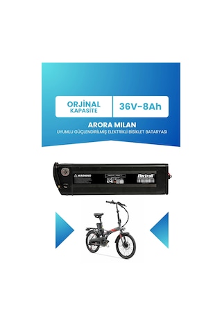 Arora Mılan Uyumlu Batarya 36v 8ah Elektrikli Bisiklet Bataryası Siyah