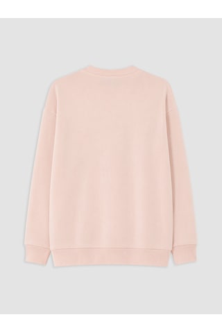Lcw Comfort Pembe Çiçek Nakışlı Kadın Kalın Sweatshirt