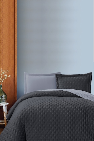 Varol Kapitoneli Çift Taraflı Yatak Örtüsü 240x260 Cm Antrasit Antrasit