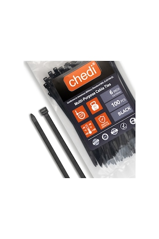 Chedı Kablo Bağları, 15 Cm 100'lü Paket Çok Amaçlı Kullanım, Premium Kalite Siyah Kablo Klipsi