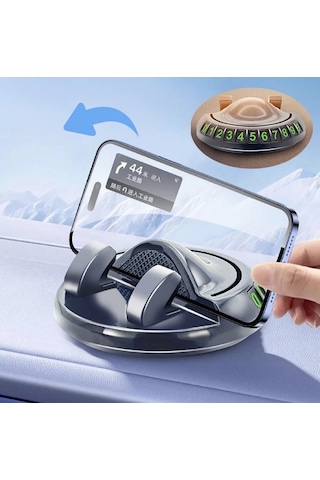 360 Dönebilen Yapışkanlı Numaratörlü Araç Telefon Tutucu Çok Renkli