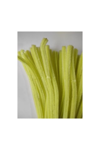 25 Adet Açık Sarı Renkli Şönil, Çiçek Yapımına Uygun Tüylü Tel, 30 Cm 6 Mm