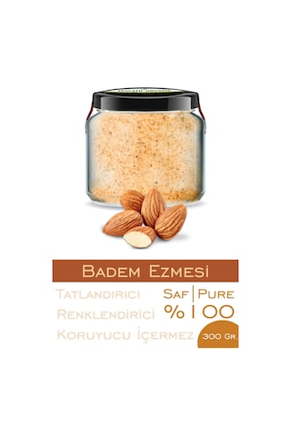 %100 Saf Badem Ezmesi Şeker İlavesiz Bi Kavanoz 330 Cc. Cam Kavanozda Katkısız Yerli Badem Ezmesi