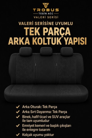 Renault R19 1992-1996 Uyumlu Valeria Serisi Siyah Bel Destekli Tay Tüyü Koltuk Kılıfı
