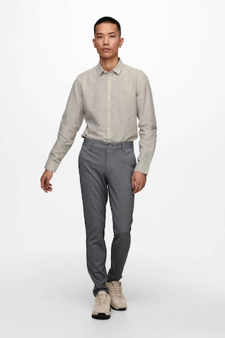 Only & Sons Erkek Onscaiden Slim Fit Keten Gömlek 22012321 Bej