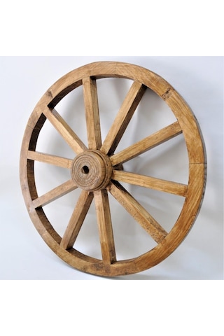 Otantik Ahşap At Arabası Tekeri 70 Cm.(Meşe Renk) Diğer