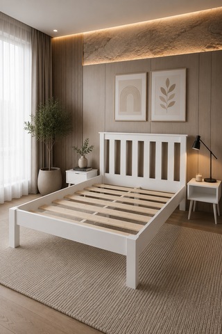 Shark New Mdf Karyola Ve 2 Komodinli Set Beyaz 90x200