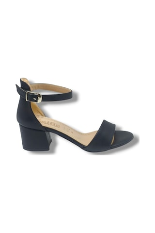 Selfie 4601-26 Cilt Tek Bant Orta Topuk Fashion Kadın Sandalet 5,5cm Siyah
